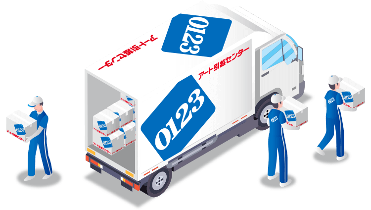 トラックの荷物を運ぶ作業員